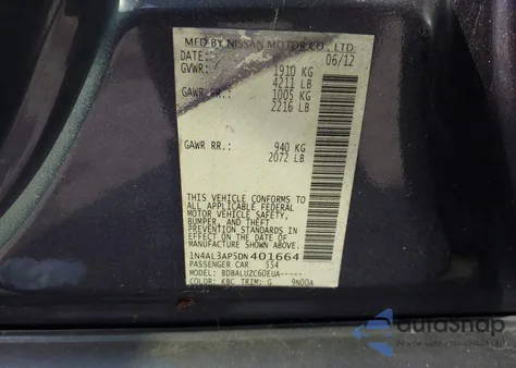 2013 Nissan Altima 2.5 Sv from USA, damaged, VIN 1N4AL3AP5DN401664